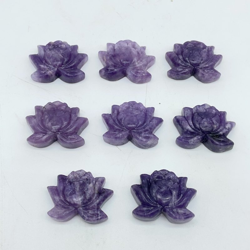 2 Types Lotus Flower Carving Wholesale Lepidolite Howlite -Wholesale Crystals