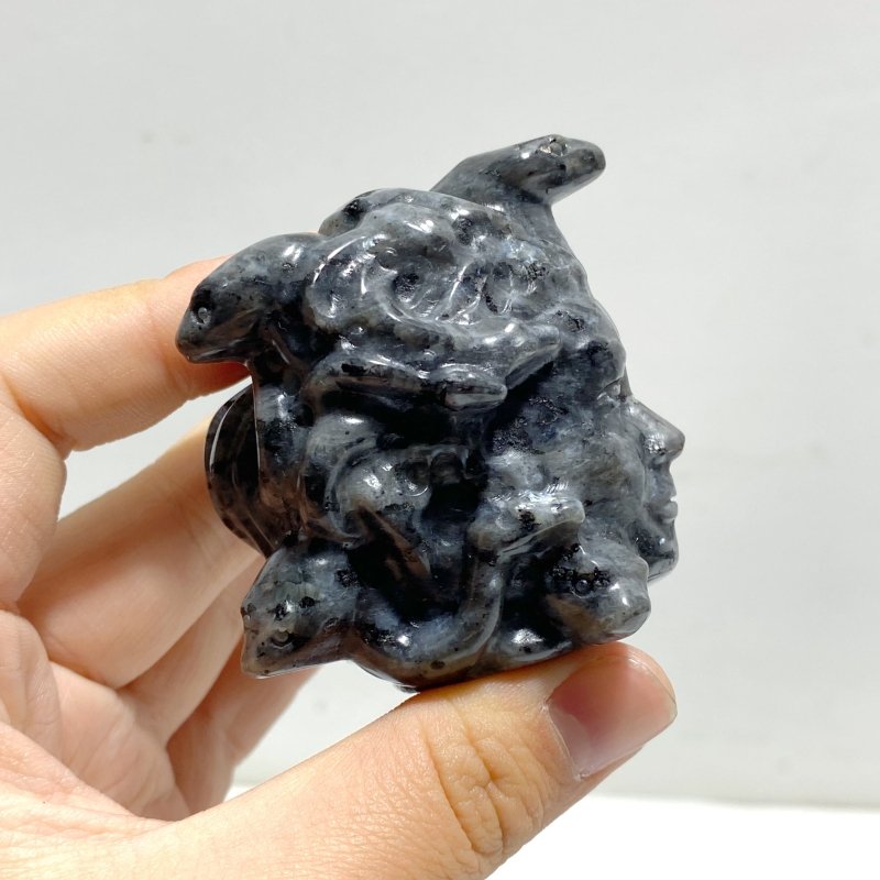 2 Types Medusa Carving Wholesale Garnet Larvikite - Wholesale Crystals