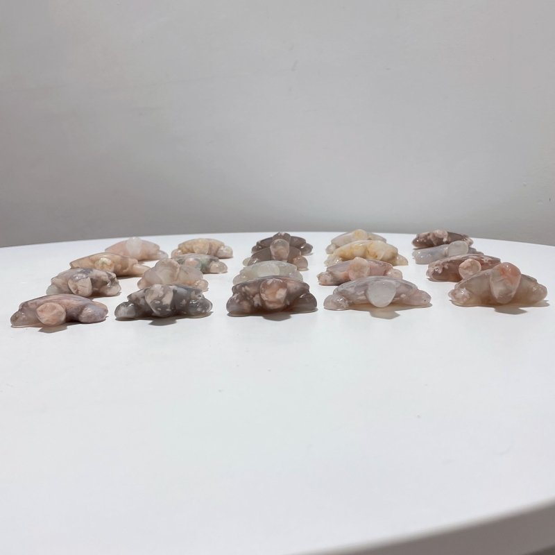 20 Pieces Beautiful Sakura Flower Agate Sea Turtle Carving - Wholesale Crystals