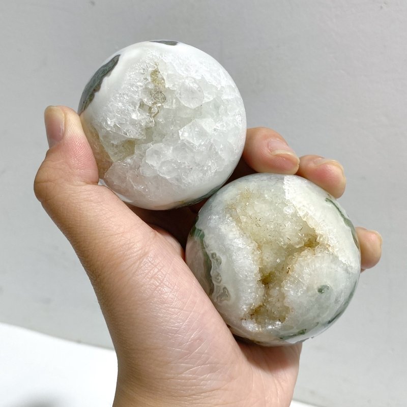 20 Pieces Geode Druzy Moss Agate Spheres -Wholesale Crystals