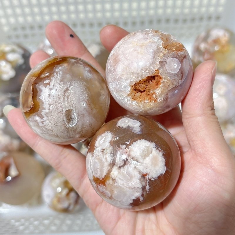 20 Pieces High Quality Sakura Agate Spheres - Wholesale Crystals