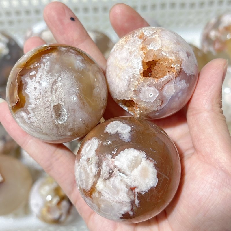 20 Pieces High Quality Sakura Agate Spheres - Wholesale Crystals