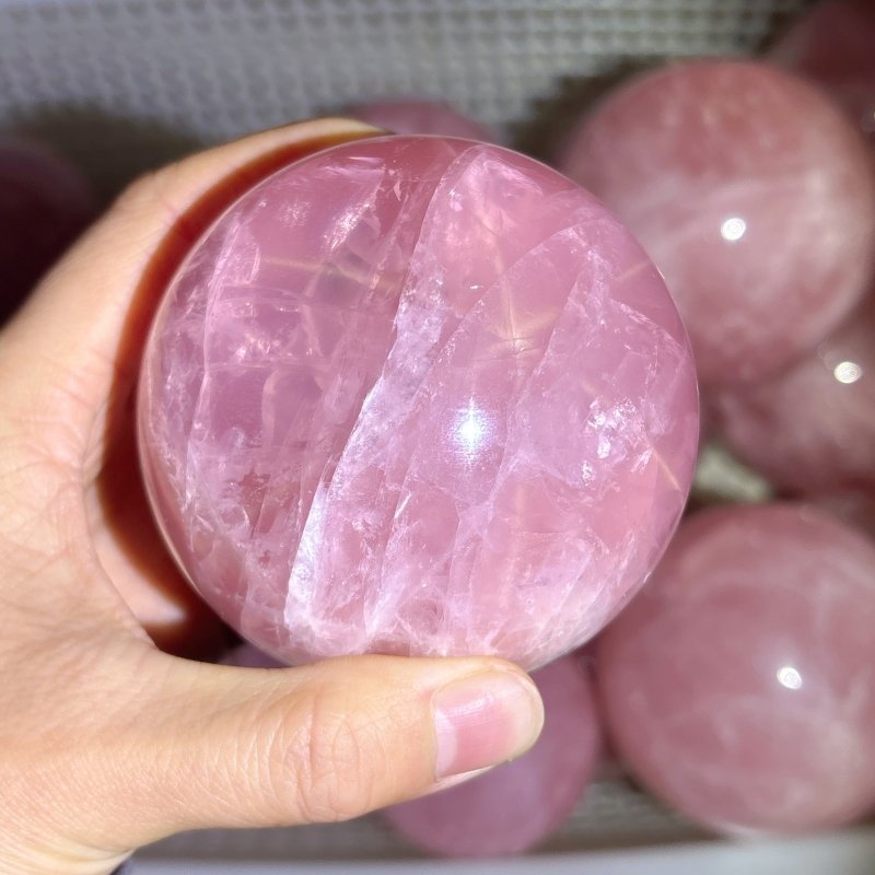 20 Pieces Madagascar Deep Pink Star Rose Quartz Spheres - Wholesale Crystals