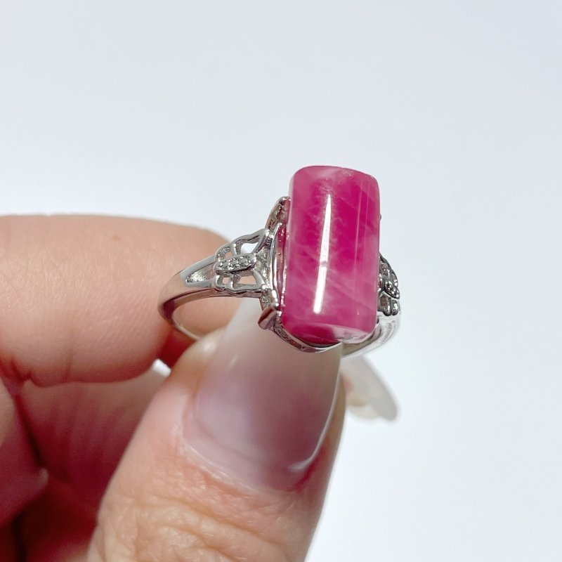 20 Pieces Pink Rhodonite Stone Different Styles Shape Ring - Wholesale Crystals