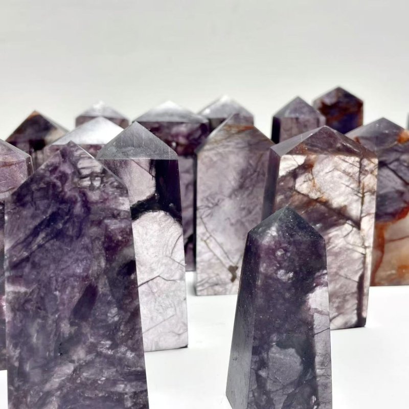 20 Pieces Purple Spark Lepidolite Four - Sided Tower - Wholesale Crystals