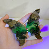 Volcano Agate Butterfly Wing Carving With Stand Wholesale (UV-Reactive)