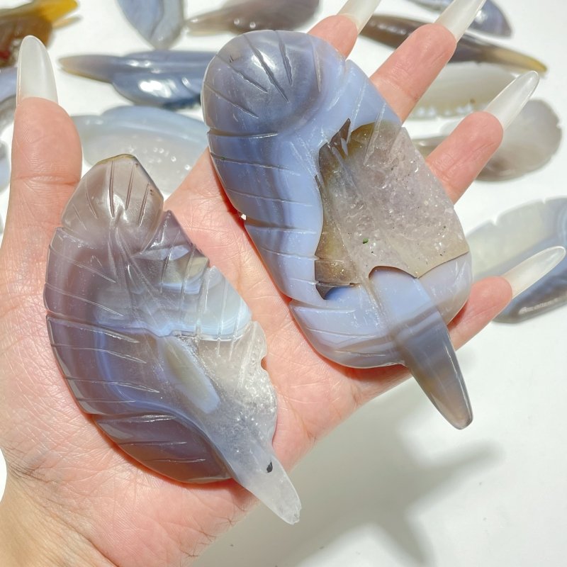 21 Pieces Beautiful Agate Feather Carving - Wholesale Crystals