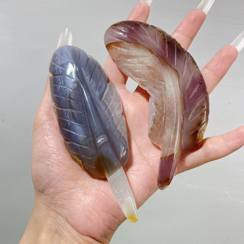 21 Pieces Beautiful Agate Feather Carving - Wholesale Crystals