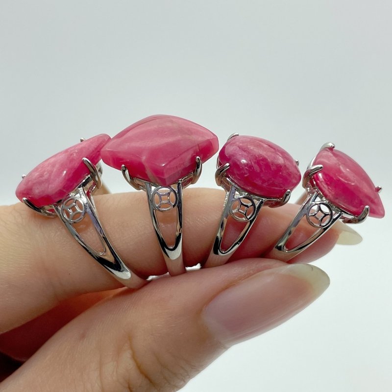 21 Pieces Pink Rhodonite Stone Different Styles Shape Ring - Wholesale Crystals