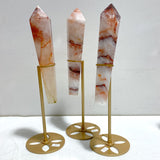 7 Pieces Fire Quartz Point Magic Scepter Wand With Stand