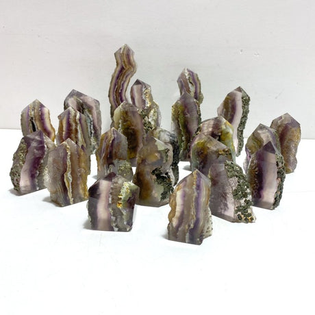 22 Pieces Fluorite Mixed Pyrite Calcite Slabs - Wholesale Crystals