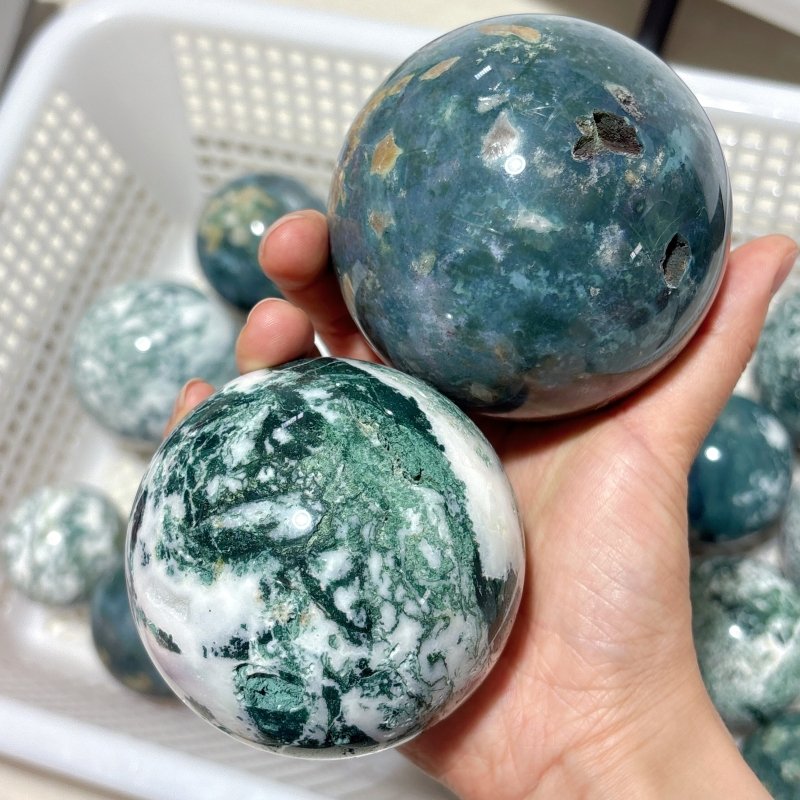 22 Pieces Moss Agate Spheres Clearance -Wholesale Crystals