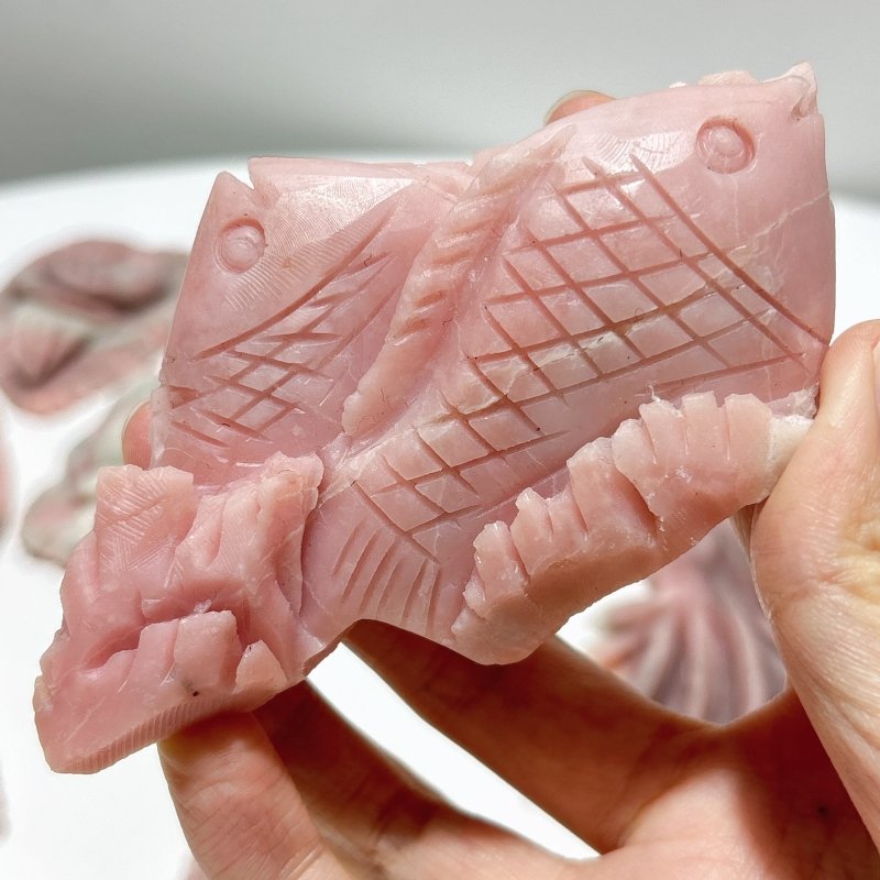 22 Pieces Pink Opal Sea Animals Carving - Wholesale Crystals