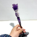5 Pieces Chevron Amethyst Flower Carving With Stand