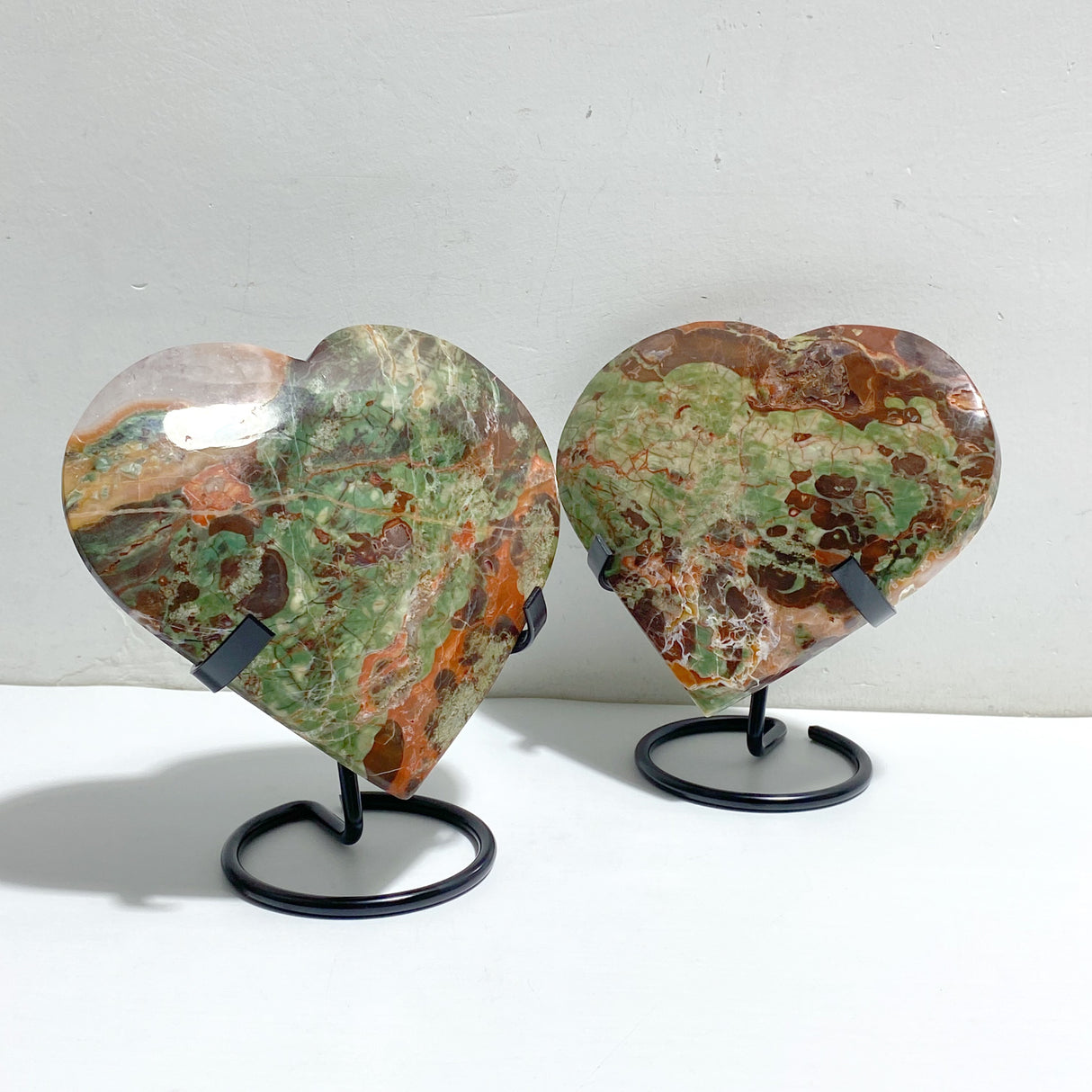 7 Pieces Large Money Agate Heart With Stand