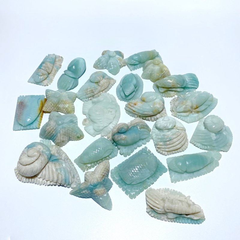 23 Pieces Caribbean Calcite Sea Animals Carving - Wholesale Crystals