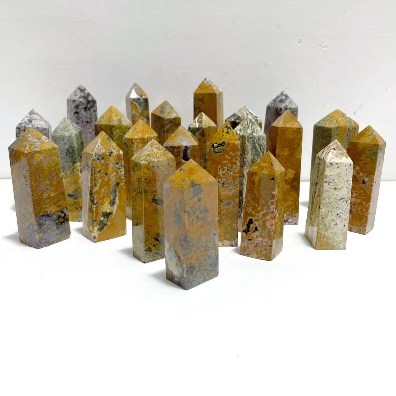 23 Pieces Ocean Jasper Four - sided Point 3 - Wholesale Crystals