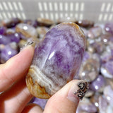 240 Pieces Amethyst Mixed Stripe Agate Palm Stone (Sea Freight Only) -Wholesale Crystals