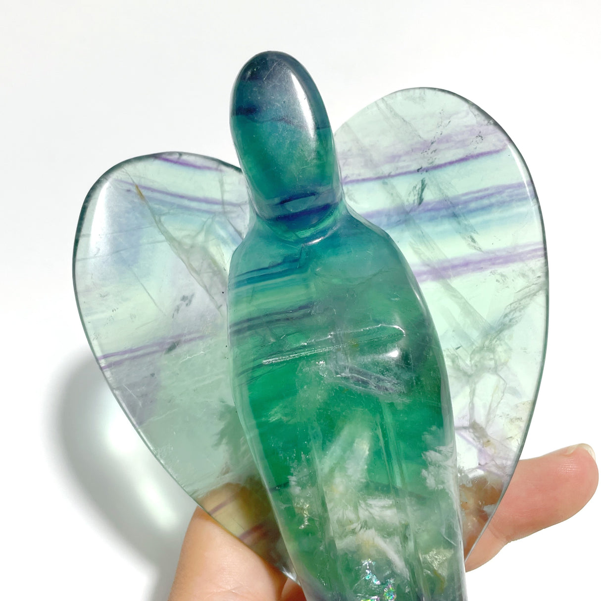 6 Pieces Rainbow Fluorite Angel Carving