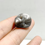 2.4cm Small Silver Sheen Obsidian Sleeping Cat Carving Wholesale - Wholesale Crystals