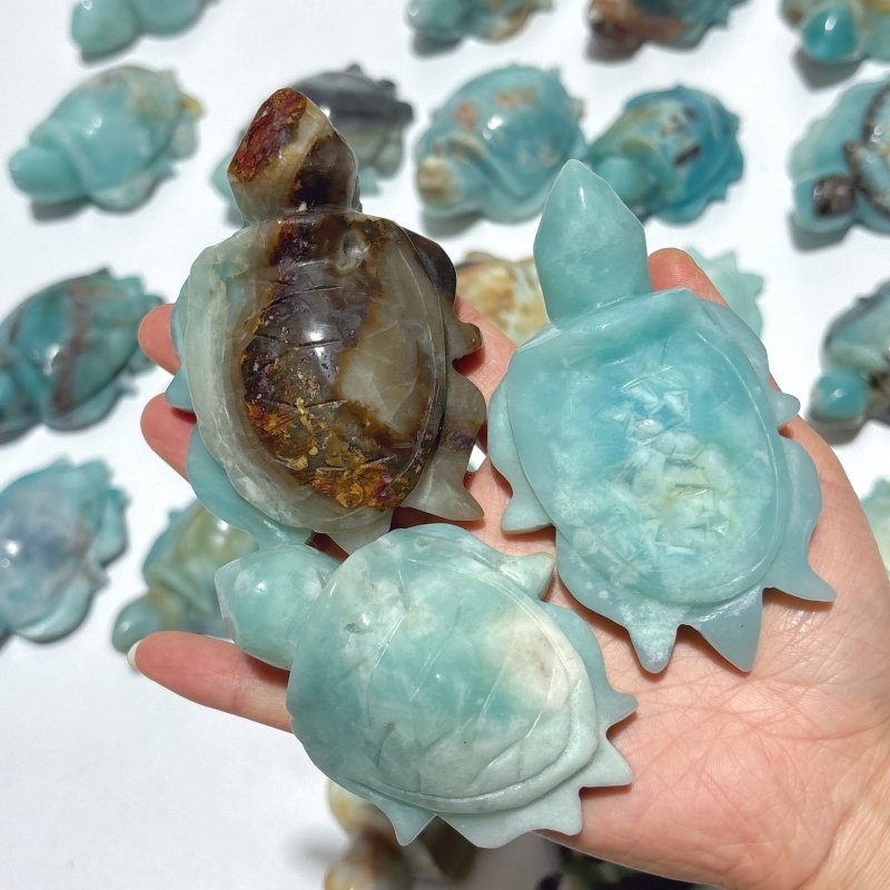 25 Pieces Caribbean Calcite Sea Turtle Carving -Wholesale Crystals
