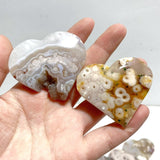 25 Pieces Geode Druzy Sakura Flower Agate Heart - Wholesale Crystals