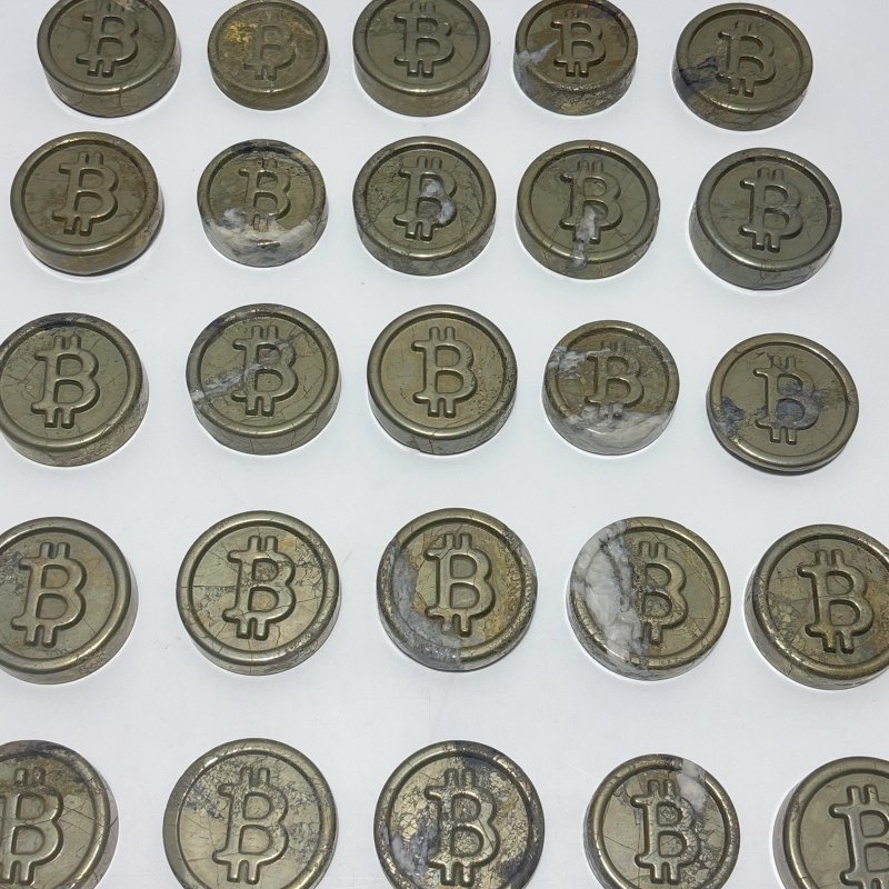 25 Pieces Pyrite Bitcoin Carving - Wholesale Crystals