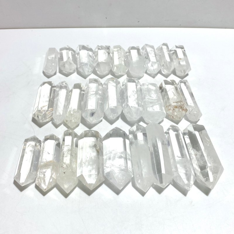 27 Pieces Clear Quartz Double Points - Wholesale Crystals