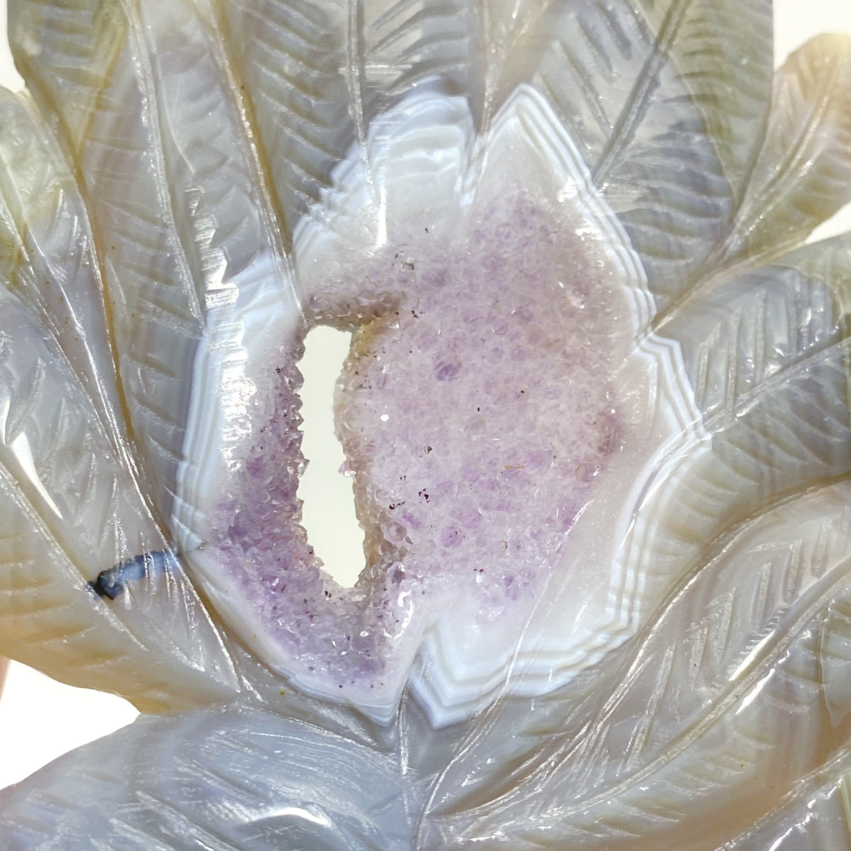 Beautiful Geode Agate Druzy Nine-tailed Fox Carving #21