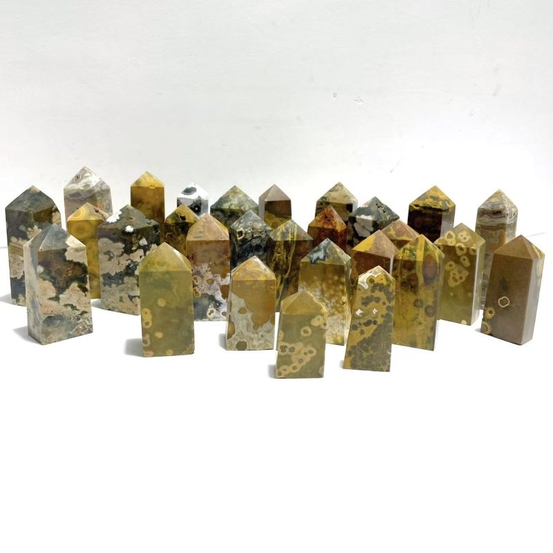 28 Pieces Ocean Jasper Four - sided Point 5 - Wholesale Crystals