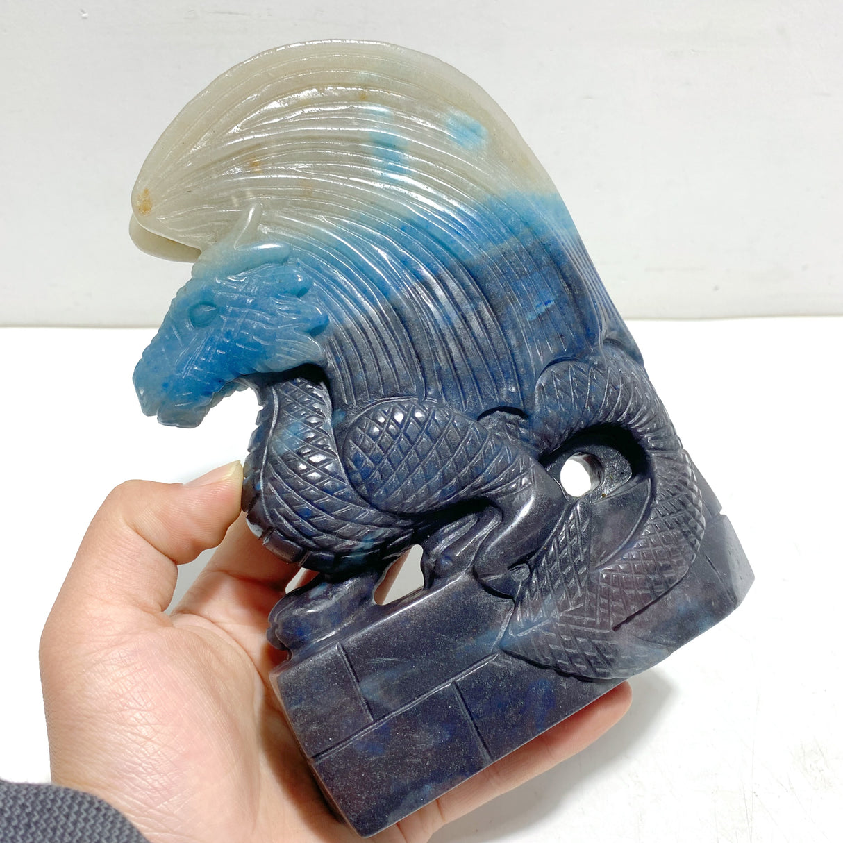 Unique Trolleite Flying Dragon and Castle Carving