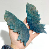 Blue Apatite Butterfly Wing Carving With Stand