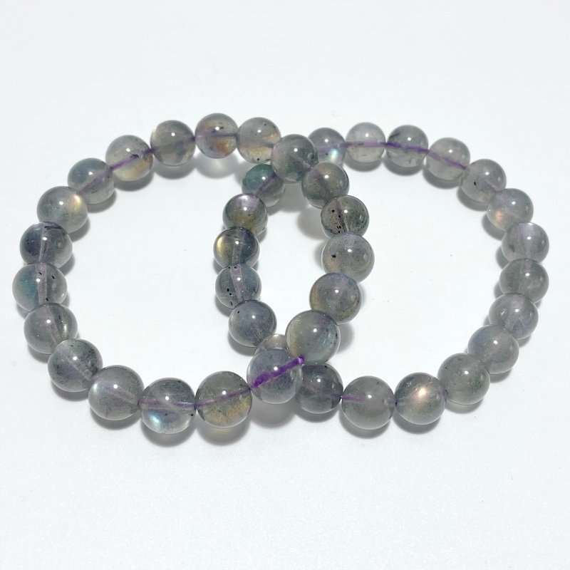 2pcs High Grade Clear Rainbow Labradorite Bracelet (HGUB29) - Wholesale Crystals