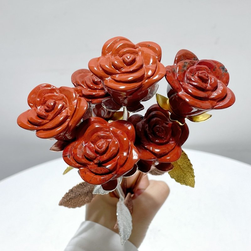 3 Color Beautiful Red Jasper Rose Flower Carving Wholesale #2 Shape - Wholesale Crystals