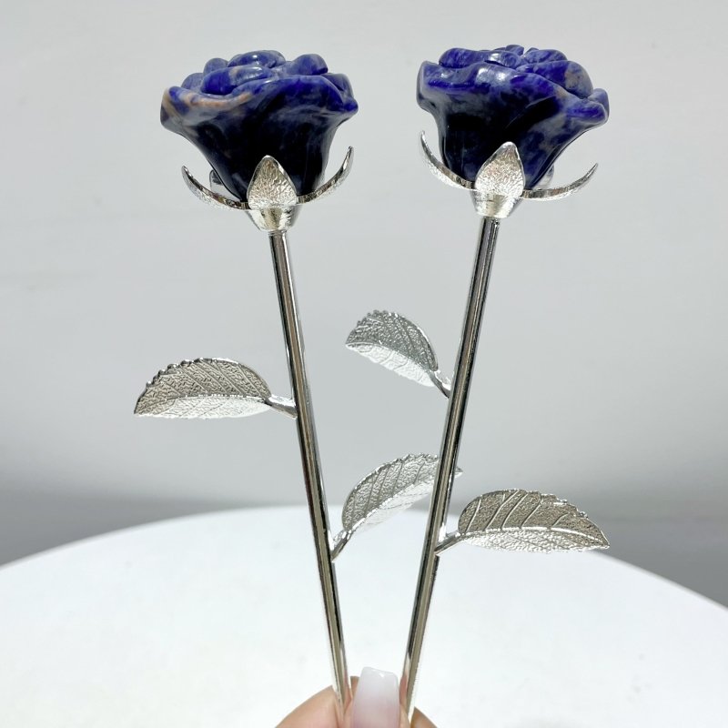 3 Color Beautiful Sodalite Rose Flower Carving Wholesale #2 Shape - Wholesale Crystals