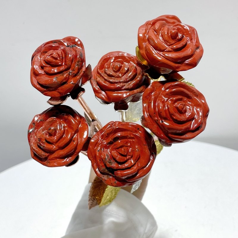 3 Color Red Jasper Rose Flower Carving Wholesale #1 Shape - Wholesale Crystals