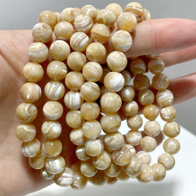 3 Colors Mother of Pearl Mop Shell Round Shells Bracelet Wholesale - Wholesale Crystals