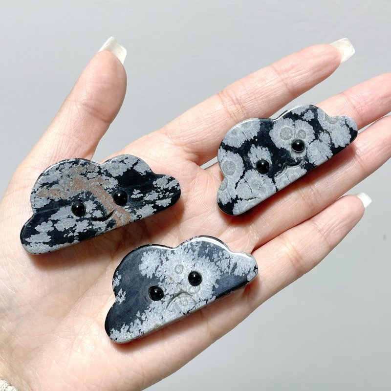 3 Expressions Mixed Snowflake Obsidian Clouds Carving Wholesale - Wholesale Crystals