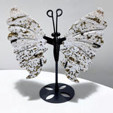 3 Pairs 8th Vein Ocean Jasper Butterfly Wing Carving With Stand #1 - Wholesale Crystals