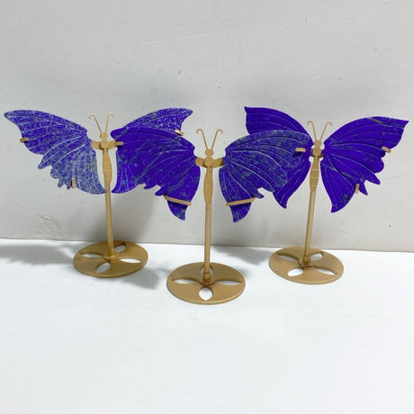 3 Pairs Lapis Lazuli Butterfly Wing Carving With Stand -Wholesale Crystals