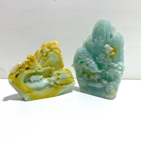 3 Pieces Beautiful Caribbean Calcite Landscape Pavilion Carving 6 - Wholesale Crystals