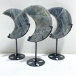 3 Pieces Beautiful Labradorite Moon Carving With Stand -Wholesale Crystals