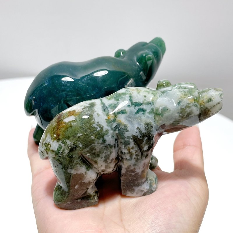 3 Pieces Beautiful Ocean Jasper Bear Carving - Wholesale Crystals