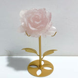 3 Pieces Beautiful Rose Quartz Flower Carving With Stand -Wholesale Crystals