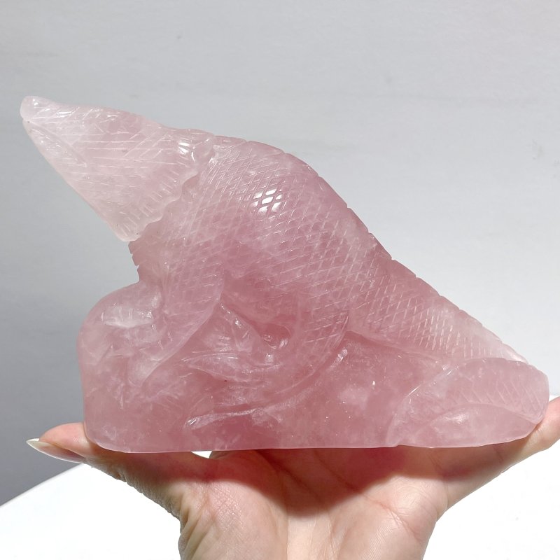 3 Pieces Beautiful Rose Quartz Lizard Carving - Wholesale Crystals