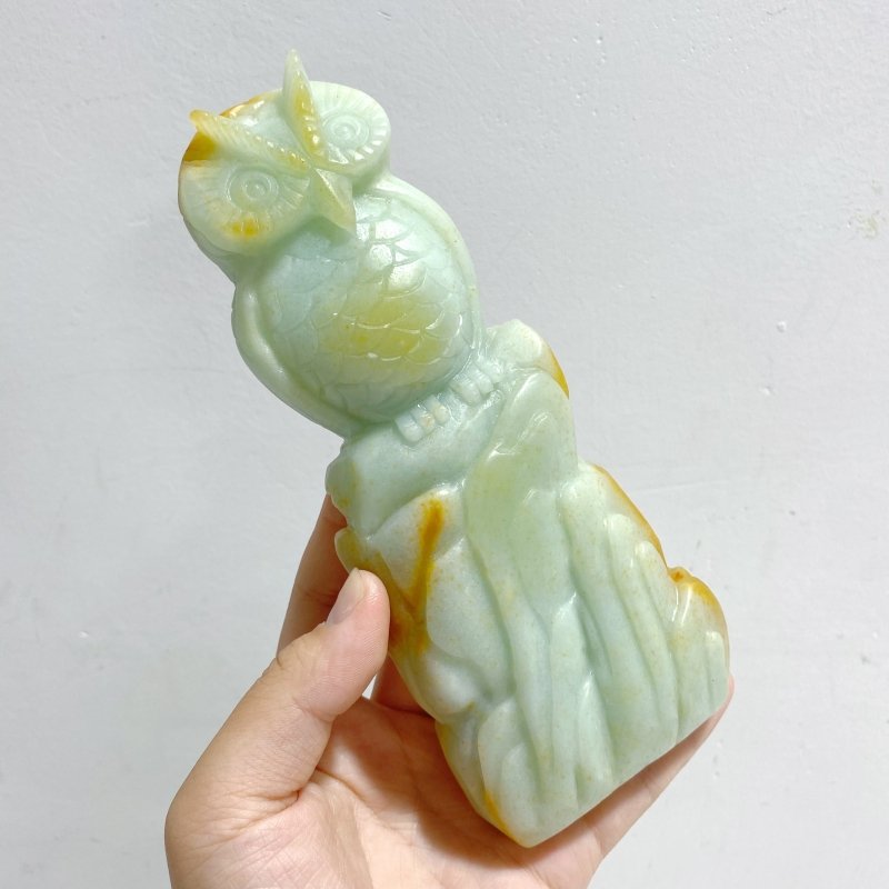 3 Pieces Caribbean Calcite Owl Carving -Wholesale Crystals