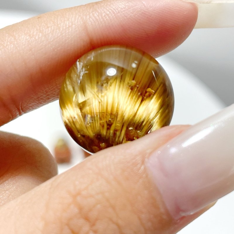 3 Pieces High Quality Gold Rutile Spheres - Wholesale Crystals