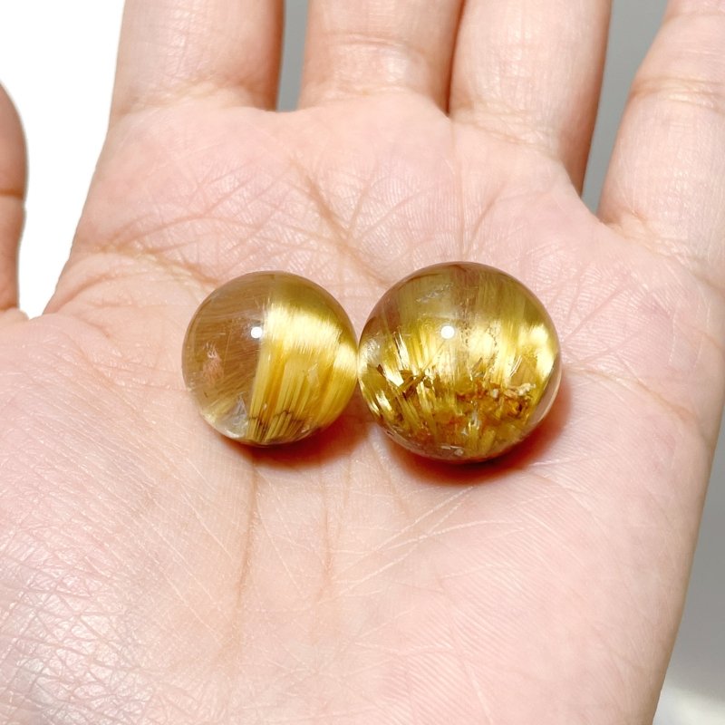 3 Pieces High Quality Gold Rutile Spheres - Wholesale Crystals