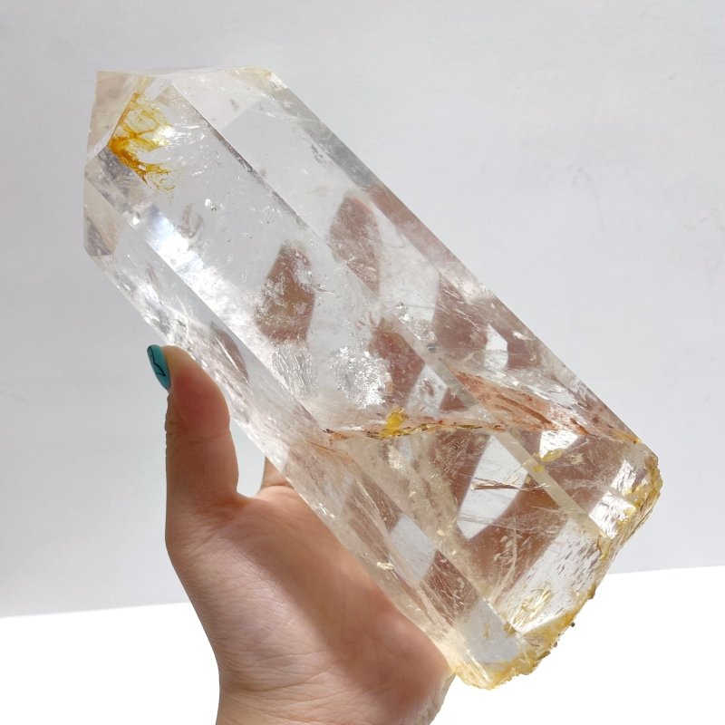 3 Pieces Large Golden Hematoid Quartz Crystal Point Raw Bottom With Rainbow - Wholesale Crystals