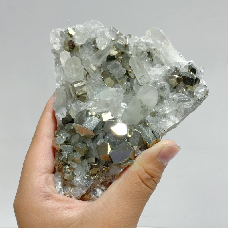 3 Pieces Large Pyrite Mixed Clear Quartz Cluster Specimen For Collection - Wholesale Crystals